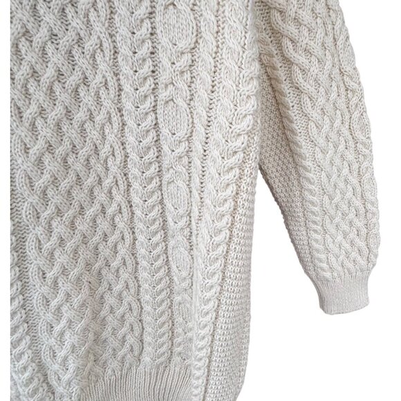 Aran Crafts XL Irish Cable Knit Cardigan Sweater 100% Merino Wool Cream - Picture 10 of 10